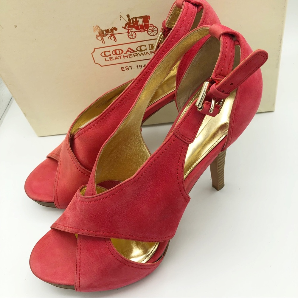 Coach Adelle Blossom Nubuck Suede Leather Heels in Blossom Size 9.5 M